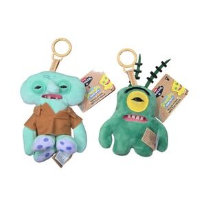 Zuru Fuggler x SpongeBob SquarePants Squidward & Plankton Plush Keyrings NWT
